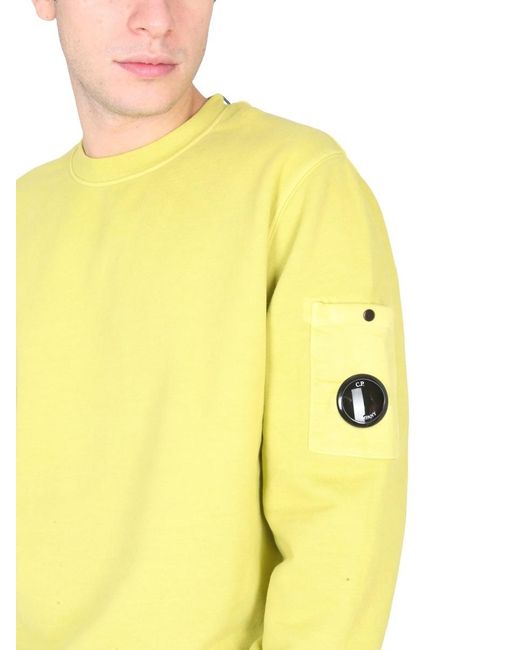 C P Company Yellow Emerized Diagonal Fleece Sweatshirt for men