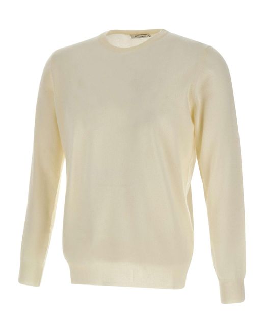 Kangra Cashmere White Kangra Crewneck Knitted Jumper for men
