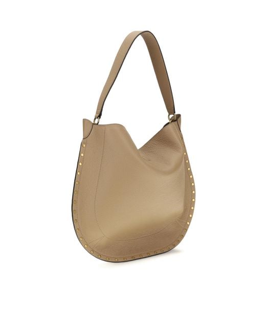 Isabel Marant Natural Logo Printed Stud-Embellished Shoulder Bag