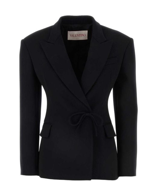 Valentino Black Bow Detailed Straight Hem Blazer
