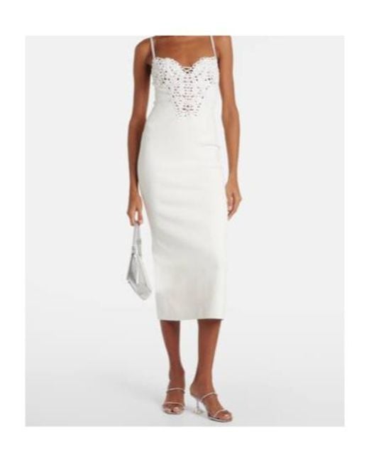 Galvan White Sculpted Spiral Midi Dress