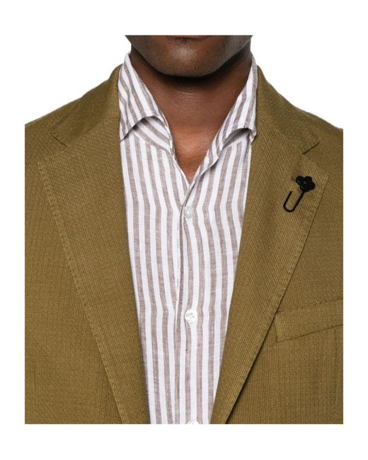 Lardini Green Notched-Lapels Single-Breasted Blazer for men