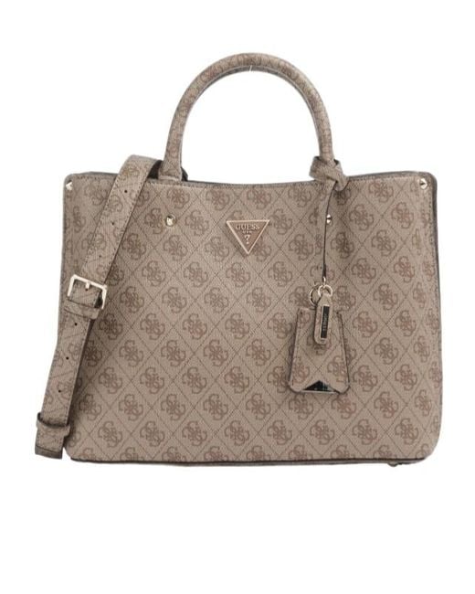 Guess Brown Monogram-Pattern Crossbody Bag