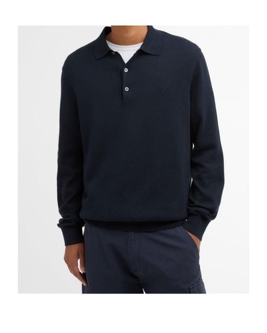 Barbour Blue Knitted Polo for men