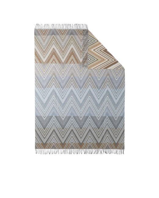 Missoni White Zigzag-Design Blanket (190Cmx130Cm) for men