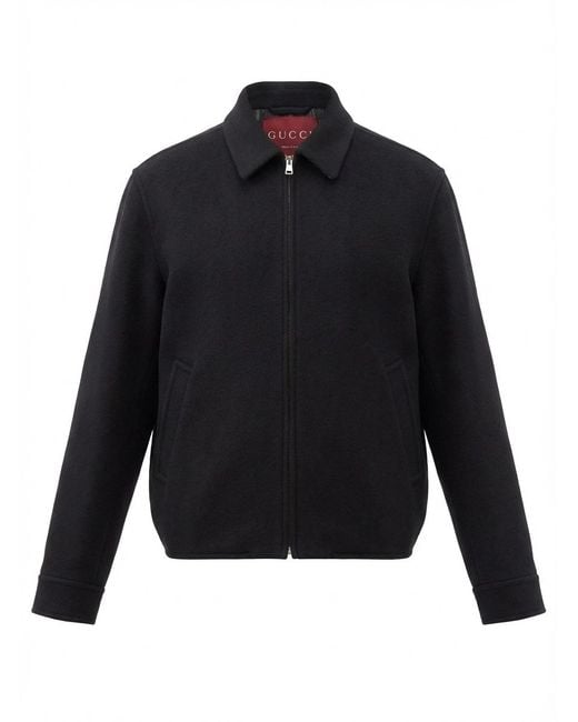 Gucci Black Jacket With Classic Collar And Front Zip Closure for men