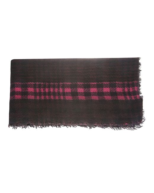 Faliero Sarti Red Checked Fringed-Edge Scarf