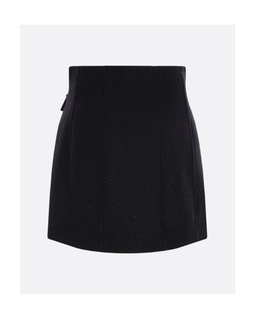 Alessandra Rich Black Bouclé A-Line Miniskirt