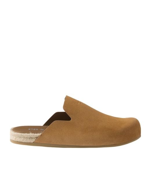 Prada Brown Suede Mules for men