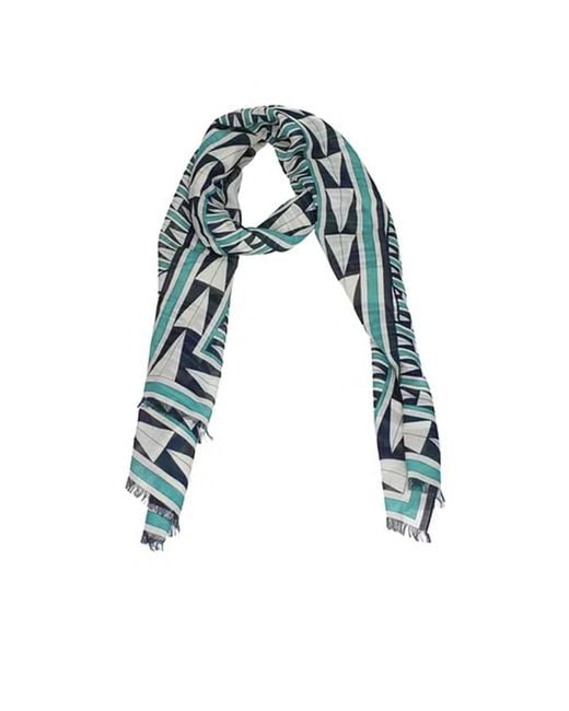 Lanvin Blue Geometric Pattern Scarf
