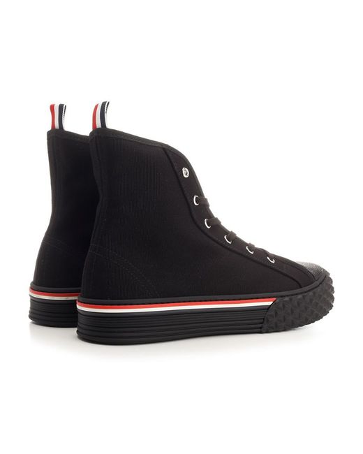 Thom Browne Black Rwb Striped Lace-Up Sneakers for men