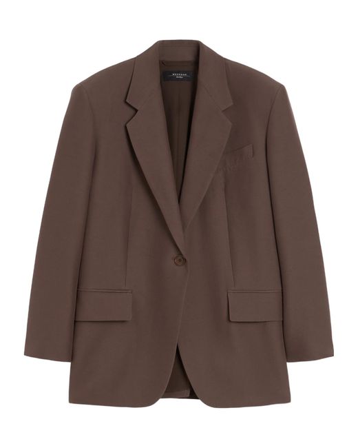 Weekend by Maxmara Brown Oversized Cotton-Blend Blazer