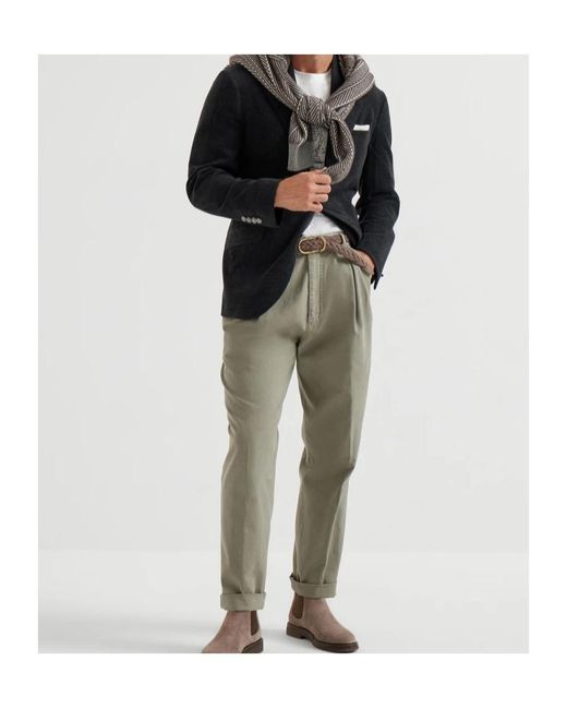 Brunello Cucinelli Black Three-Button Corduroy Blazer for men