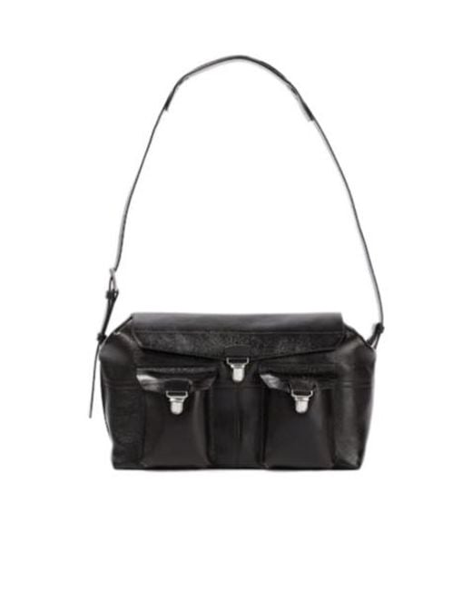 Lemaire Black Week-End Gear Leather Shoulder Bag for men