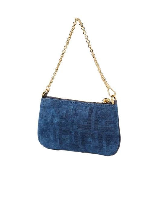 Fendi Blue Ff Fabric Coin Purse