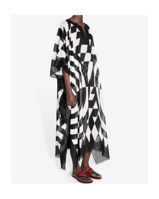 Dries Van Noten Black Oversized Graphic Printed Kaftan