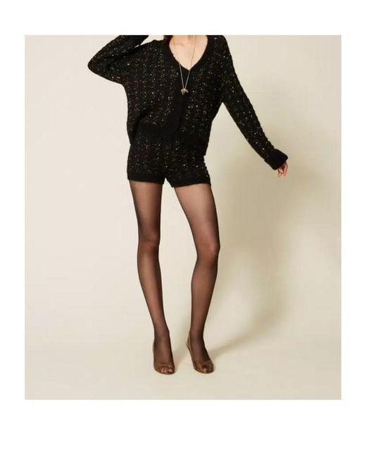 Twinset Black Jacquard-Knit Shorts