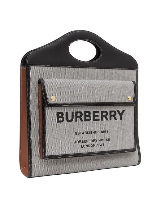 Burberry Gray Medium Pocket Tote Bag