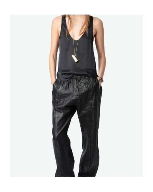 Zadig & Voltaire Black Tarys Satin Top