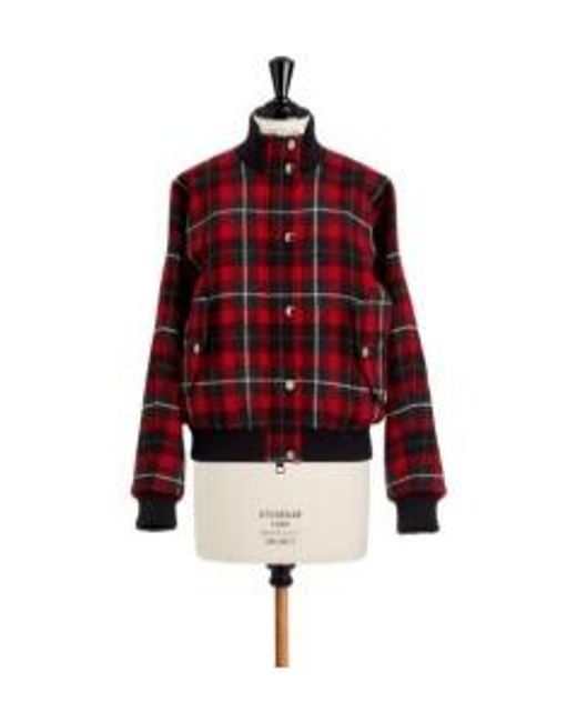 Dior Red Christian Checked Bomber Jacket