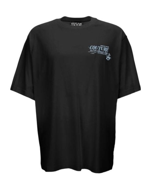 Versace Black Jeans Couture Front Logo Print T-Shirt for men