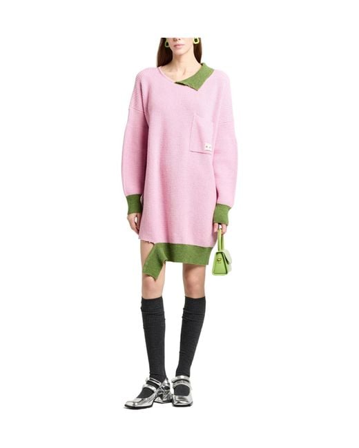 Marni Pink Two-Tone Knitted Dress