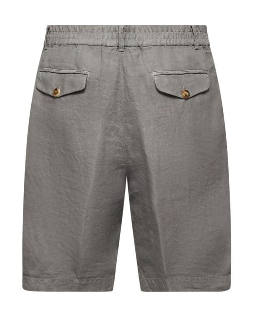 Brunello Cucinelli Gray Buttoned Straight-Leg Shorts for men