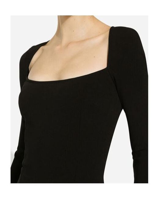 Dolce & Gabbana Black Jersey Long-Sleeve Dress