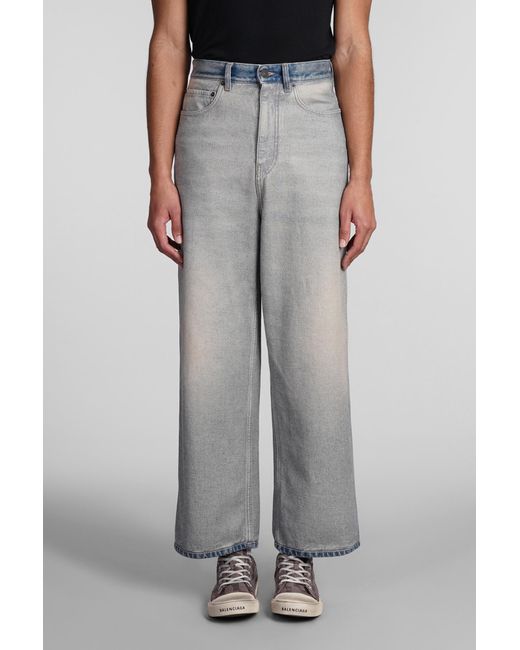 Balenciaga Gray Logo Patch Oversized Jeans