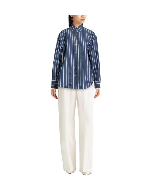 Brunello Cucinelli Blue Striped Long-Sleeve Shirt
