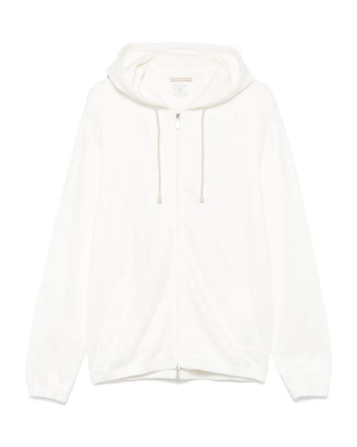 Eleventy White Zip-Up Hoodie for men