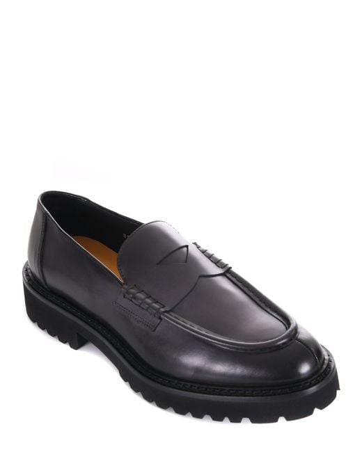 Doucal's Black Penny Slit Loafers for men