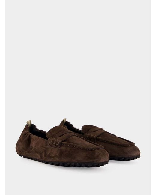 Officine Creative Brown Travis Suede Loafers for men