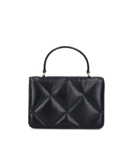 Tory Burch Black Mini Kira Diamond Quilt Top-Handle Chain Wallet
