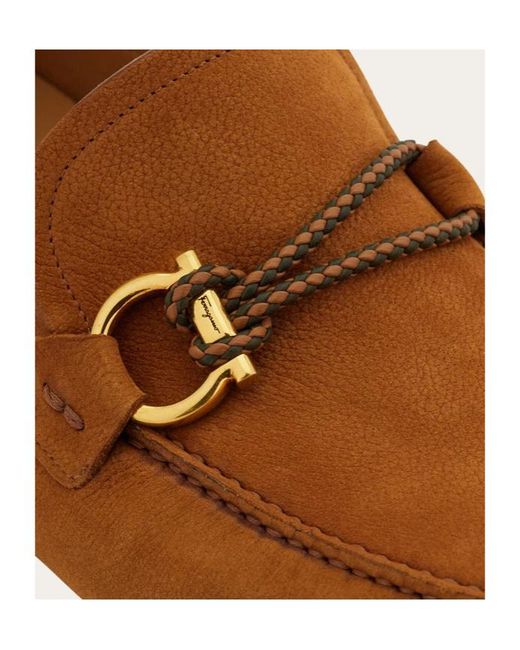 Ferragamo Brown Gancini Ornament Driver for men