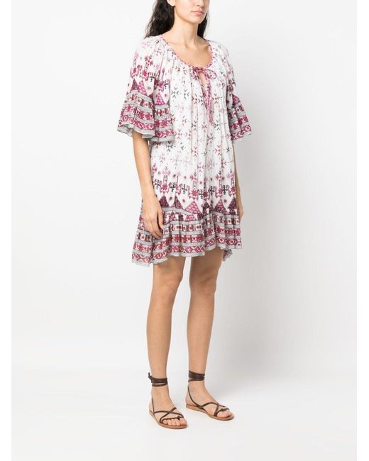 Isabel Marant Pink Isabel Marant Étoile Geometric-Print Ruffled Dress