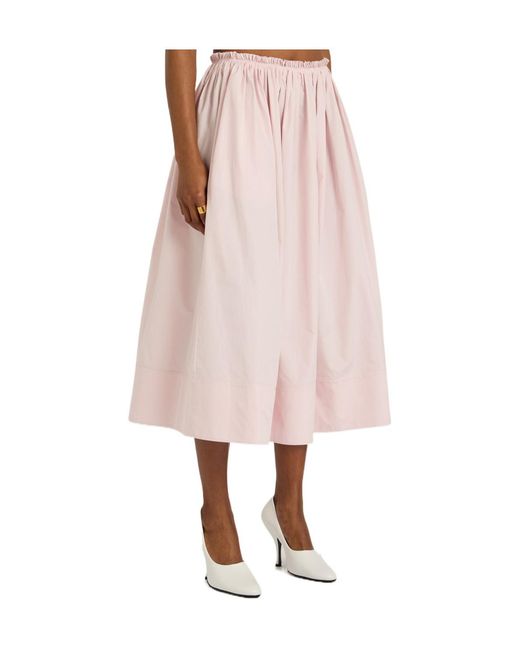 Gabriela Hearst Pink Poplin Midi Skirt