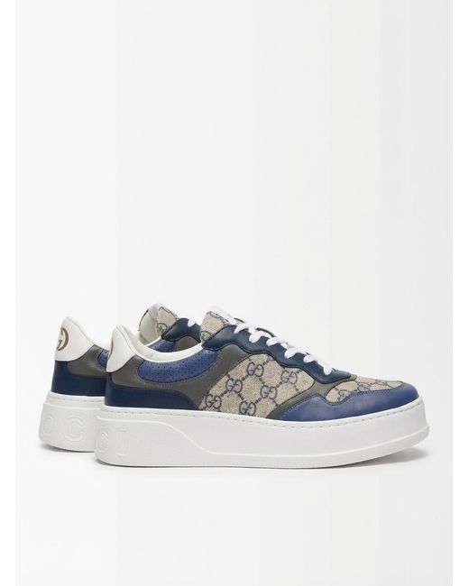 Gucci Blue Logo Low-Cut Skate Shoes for men