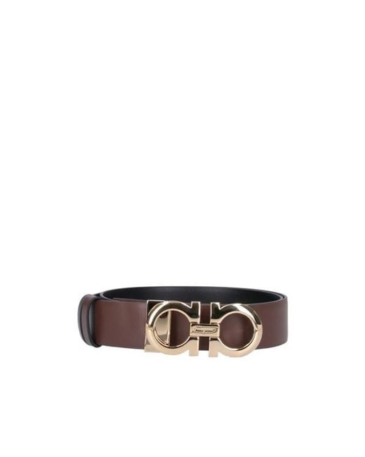Ferragamo White Logo Double-Sided Belt