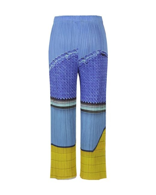 Pleats Please Issey Miyake Blue Pleats Please Issey Miyake City Collage Pleated Pants