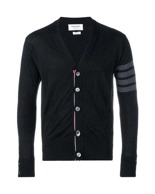 Thom Browne Blue 4-Bar V-Neck Cardigan for men