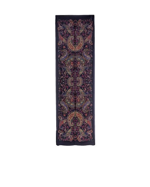 Etro Purple Paisley Printed Scarf