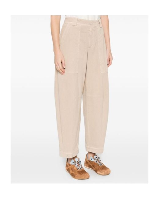Closed Natural Rhannon Patch-Pocket Tapered Trousers