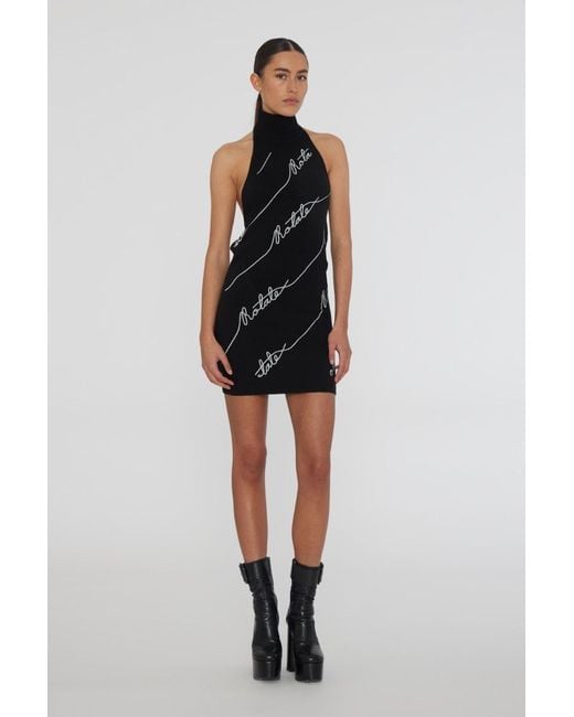 ROTATE BIRGER CHRISTENSEN Black Sequin Logo Mini Dress