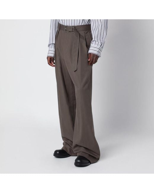 Dries Van Noten Gray Wide-Leg Casual Trousers for men