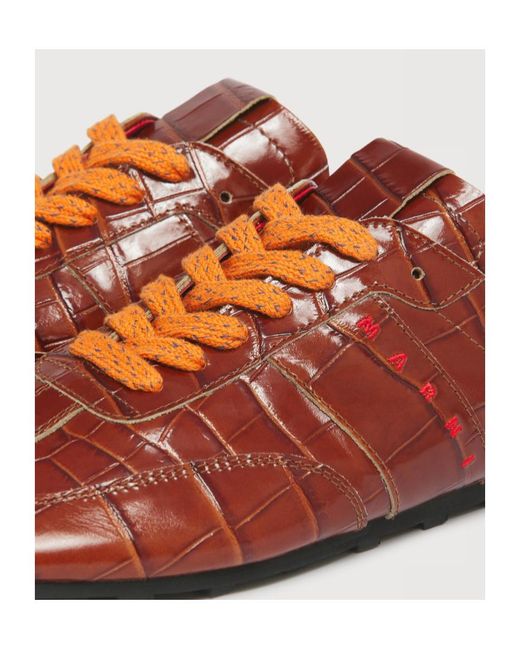 Marni Red Croc-Effect Leather Softy Soccer Slip-On Sneakers for men