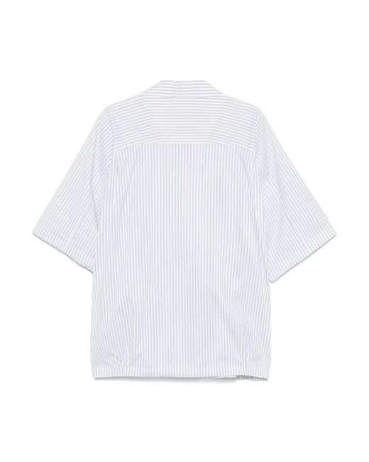Juun.J White Juun J Poly Stripe Coach Short Sleeve Shirt for men