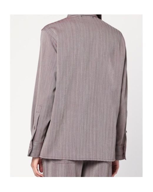 Golden Goose Deluxe Brand Gray Striped Straight Hem Shirt