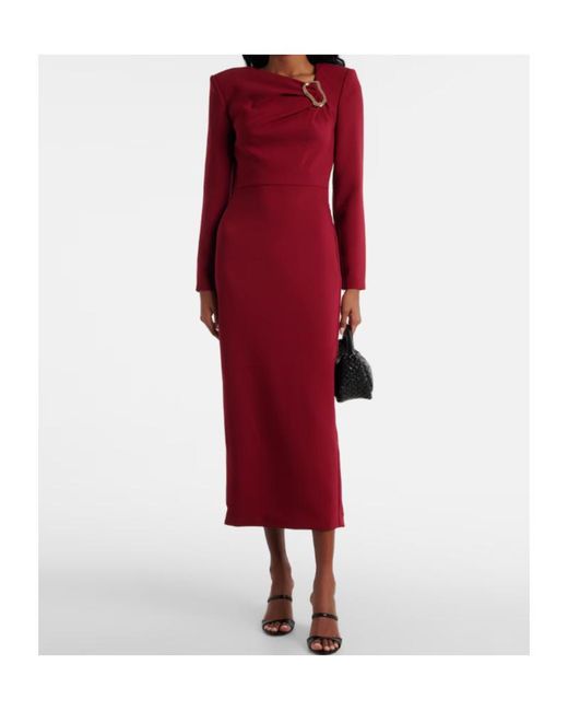 Roland Mouret Red Long-Sleeved Crêpe Midi Dress