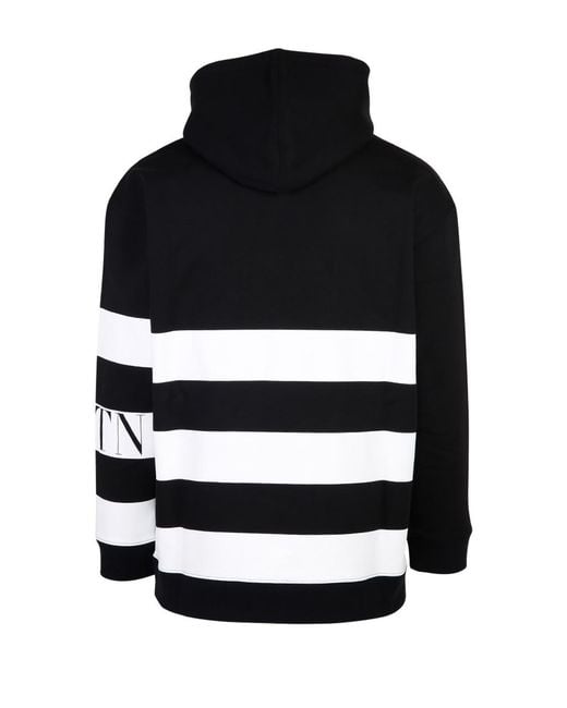 Valentino Black Striped Logo Hoodie for men